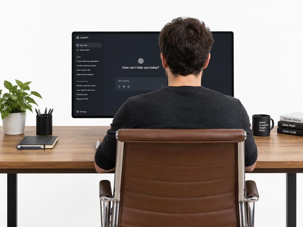 A person working on a computer with an AI application
